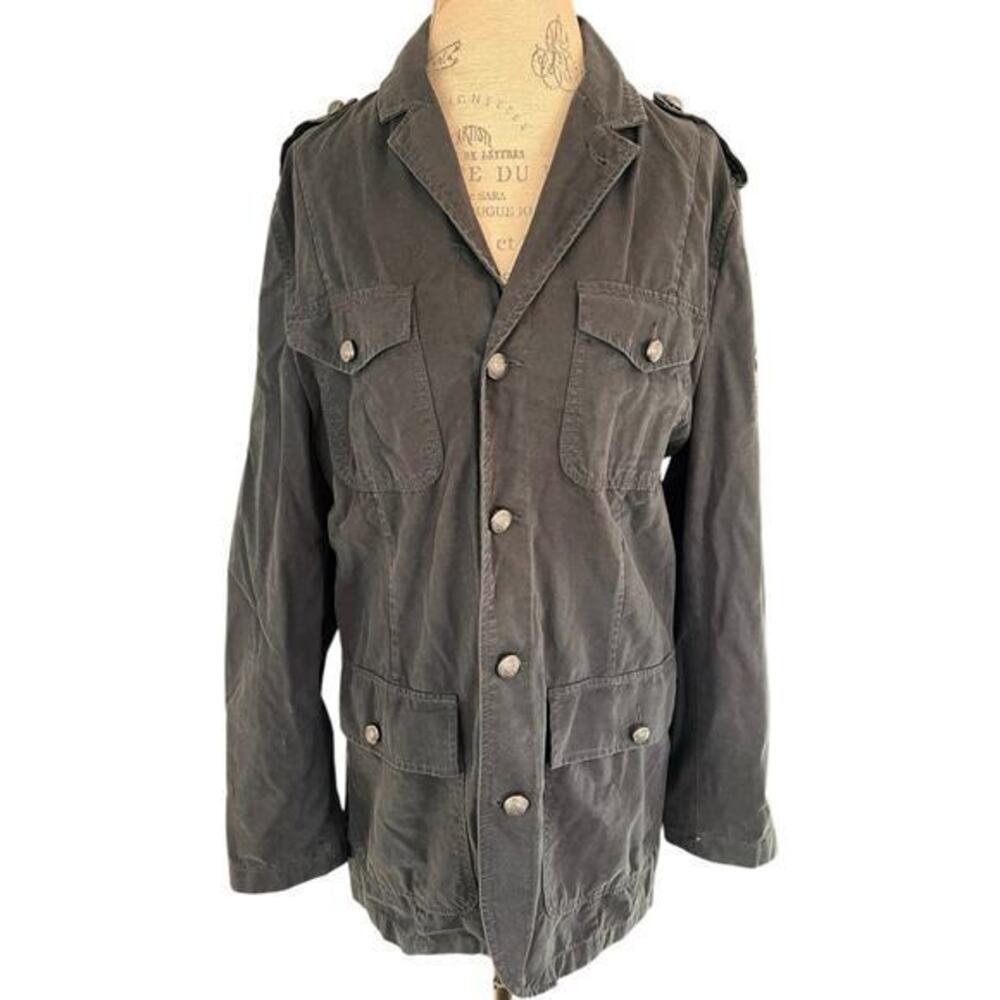 NWT $148 Express utility military style jacket, cotton, metal buttons, size L - Picture 1 of 13